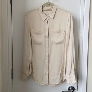 JCrew Size 8 Silk Cream Shirt